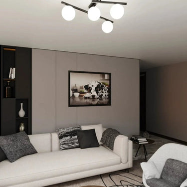 SMART 4-lichts plafondlamp - Zwart met wit glas