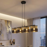 Lux hanglamp 4-lichts zwart goud hanglamp met lampenkap - afbeelding 7