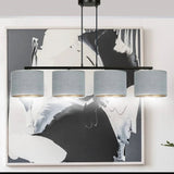 HILDE 4-lichts balkhanglamp - Grijs fluweel hanglamp met lampenkap - afbeelding 7