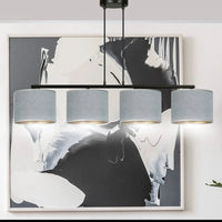 HILDE 4-lichts balkhanglamp - Grijs fluweel hanglamp met lampenkap - afbeelding 7