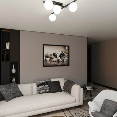 SMART 4-lichts plafondlamp - Zwart met wit glas