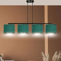 HILDE 4-lichts balkhanglamp - Groene fluweelkappen hanglamp met lampenkap - afbeelding 9