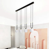 GLAM 4-lichts hanglamp - Wit glas - Zwart frame hanglamp met ronde bol - afbeelding 9