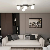 SMART 4-lichts plafondlamp - Zwart met wit glas plafondlamp met ronde bol - afbeelding 5