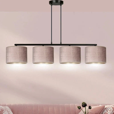 HILDE 4-lichts balkhanglamp - Roze fluweel kappen