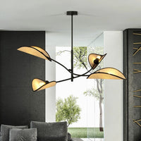 LOTUS 4-lichts hanglamp - Zwart rotan hanglamp met lampenkap - afbeelding 10