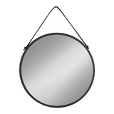 Trapani Ronde wandspiegel met stalen lijst en kunstleer - zwart Ø60 cm ronde spiegel - staal en kunstleer - Mooier Thuis