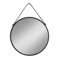 Trapani Ronde wandspiegel met stalen lijst en kunstleer - zwart Ø60 cm - Mooier Thuis