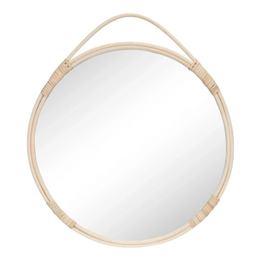 Malo Runder Wandspiegel mit Rattanrahmen – Natur Ø50 cm