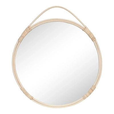 Malo Runder Wandspiegel mit Rattanrahmen – Natur Ø50 cm