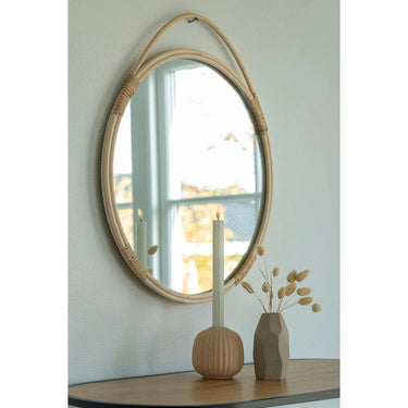 Malo Runder Wandspiegel mit Rattanrahmen – Natur Ø50 cm