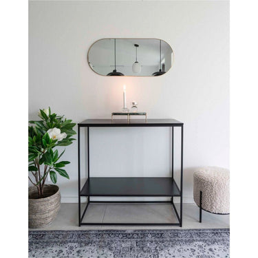 Ovaler Wandspiegel „Jersey“ in Messingoptik, 35 × 80 cm