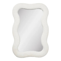 Bosaro Organische wandspiegel met teddy afwerking - wit 80×54 cm - Mooier Thuis