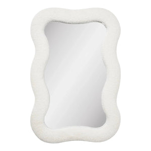 Bosaro Organische wandspiegel met teddy afwerking - wit 80×54 cm