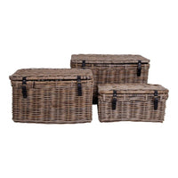 Depok Opbergkistenset van rotan - grijs - set van 3 stuks - Mooier Thuis