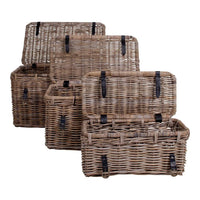 House of Nordic Depok Opbergkistenset van rotan - grijs - set van 3 stuks