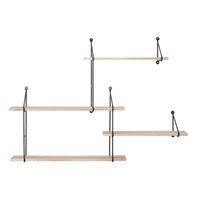 House of Nordic Harlem Wandrek met 4 planken Naturel/Zwart - Mooier Thuis