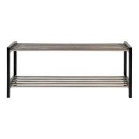 House of Nordic Padova Schoenenrek zwart van staal met 2 planken - Mooier Thuis
