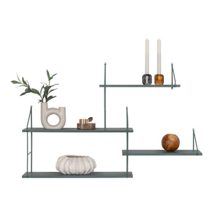 Harlem Wandregal – Grün – Stahl/Paulownia-Holz – 99 × 17,5 × 62 cm