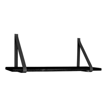 Forno Wandplank Matzwart Hout/Leer