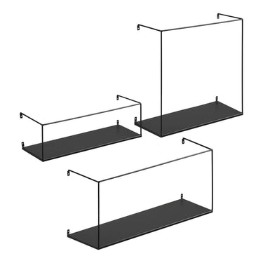 Ulmo Wandplank 3-delige set - Zwart/staal