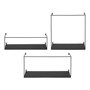 Ulmo Wandplank 3-delige set - Zwart/staal