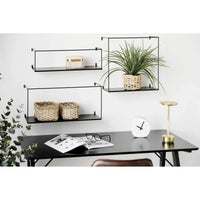 House of Nordic Ulmo Wandplank 3-delige set - Zwart/staal