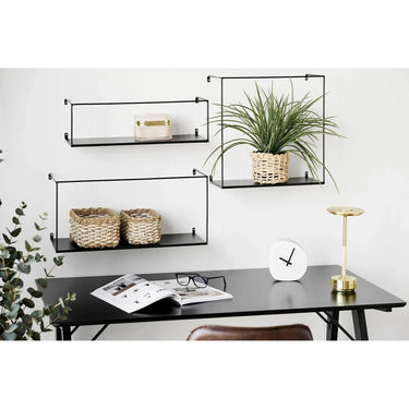 Ulmo Wandplank 3-delige set - Zwart/staal