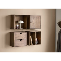 Townsville Wandkastje met 2 Lades Eiken Donkerbruin 30x30 cm