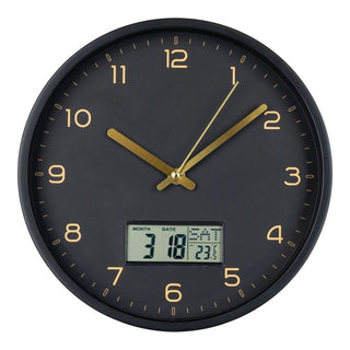 Wandklok met digitale display en stil uurwerk