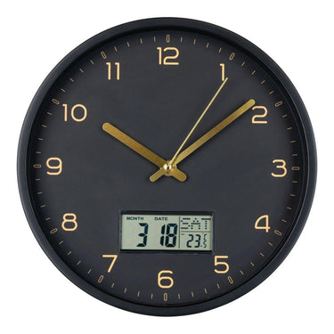 Wanduhr mit Digitalanzeige und geräuschlosem Uhrwerk