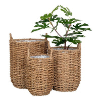 House of Nordic Hue Plantenbakset van zeegras - naturel - set van 3 stuks