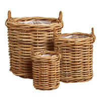 House of Nordic Burton Mandenset van rotan - naturel - set van 3 stuks