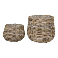 House of Nordic Pulo Mandenset van kubu rotan - naturel - set van 2 stuks - Mooier Thuis