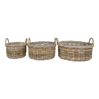 Kuta Mandenset van kubu rotan - naturel - set van 3 stuks - Mooier Thuis