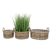 House of Nordic Kuta Mandenset van kubu rotan - naturel - set van 3 stuks