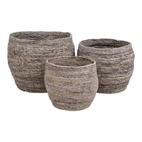 Tivoli Mandenset van maïsblad - grijs - set van 3 stuks - Mooier Thuis