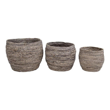 Tivoli Mandenset van maïsblad - grijs - set van 3 stuks