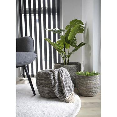 Tivoli Mandenset van maïsblad - grijs - set van 3 stuks