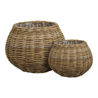 Melaka Mandenset van kubu rotan - naturel - set van 2 stuks - Mooier Thuis