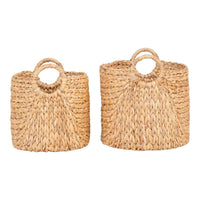 House of Nordic Passo Mandenset rond van waterhyacint - naturel - set van 2 stuks