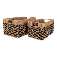 Salar Mandenset van zeegras - naturel/zwart - set van 2 stuks - Mooier Thuis