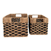 House of Nordic Salar Mandenset van zeegras - naturel/zwart - set van 2 stuks