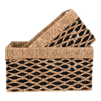 House of Nordic Salar Mandenset van zeegras - naturel/zwart - set van 2 stuks - Mooier Thuis