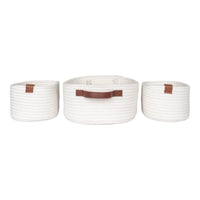 House of Nordic Jarana Mandenset van katoen - wit - set van 3 stuks