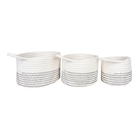 Algar Mandenset van katoen - wit/grijs - set van 3 stuks - Mooier Thuis
