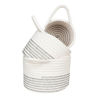 House of Nordic Algar Mandenset van katoen - wit/grijs - set van 3 stuks