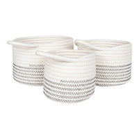 House of Nordic Algar Mandenset van katoen - wit/grijs - set van 3 stuks - Mooier Thuis