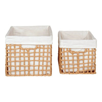 House of Nordic Bustelo Mandenset van papier en metaal - naturel - set van 2 stuks