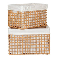 House of Nordic Bustelo Mandenset van papier en metaal - naturel - set van 2 stuks - Mooier Thuis